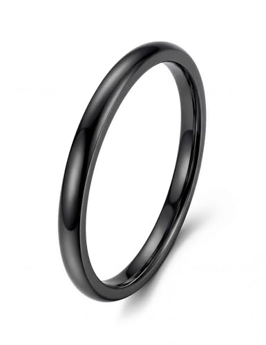 Image of ORAZIO Stainless Steel Rings for Men Women 6MM 8MM Wedding Band Rings Silver /Black /Gold Domed High Polished Basic Wedding Bands Comfort Fit Size 6-14