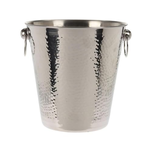 GEEZY Stainless Steel Ice Bucket – Hammered Finish Wine Cooler, Elegant Champagne Holder with Handles, Perfect for Parties & Outdoor Events, Stylish Gift Option for Drink Lovers
