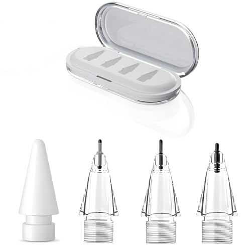 JUNOVA for 2025 Apple Pencil�����p�`�b�v Apple Pencil �y���� - ���̂悤�ȏ����S�n�A�É��E��ʕی�Ή� (Pro/��2/��1/USB-C) �y�{�b�N�X�� 4���� �N���A (2B+HB+2B��+4B �e1�{)�z