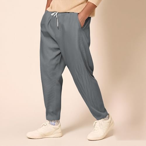 Casual Pants for Men Elastic Waist Drawstring Solid Color Straight Leg Lightweight Soft Touch Basic Lounge Pants4