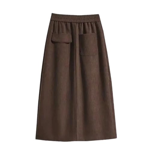 Women Fall Winter Plus Size Plus Size A- Line Mini Skirt Slimming Belly Covering Asymmetrical Skirt Coffee XL