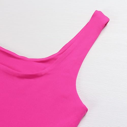 Artfish Women's Sleeveless Strappy Tank Square Neck Double Layer Workout Fitness Casual Basic Crop Tops