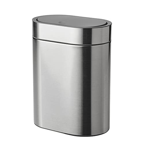 Caneca de basura creativa ovalada de acero inoxidable con tapa