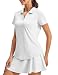 Rdruko Poloshirt Damen Kurzarm Tshirt Sommer V Ausschnitt Schnelltrocknend Sportshirt Fitness Leicht Laufshirt Golf Tennis Polohemd-Weiß S