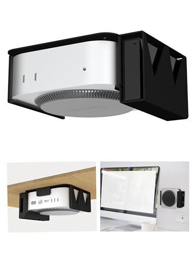 Under Desk Mount Stand for Mac mini M4/M4 Pro, with Side Compartment for External SSD,Carbon Steel Wall Mount, Metal Wall Mounted VESA Compatible with Mac-mini M4 Pro 2024 Stand(Black)