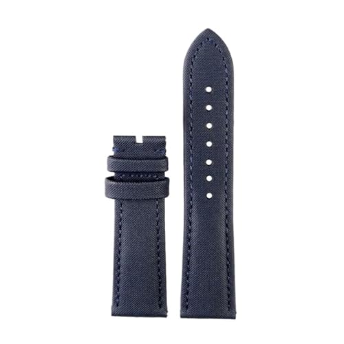 Image of AZSHIW 23mm Watchband Compatible With Blancpain Fifty Fathoms 5000 5015 Strap Butterfly Buckle Wristband Canvas Leather Bottom Watch(Blue-no buckle)