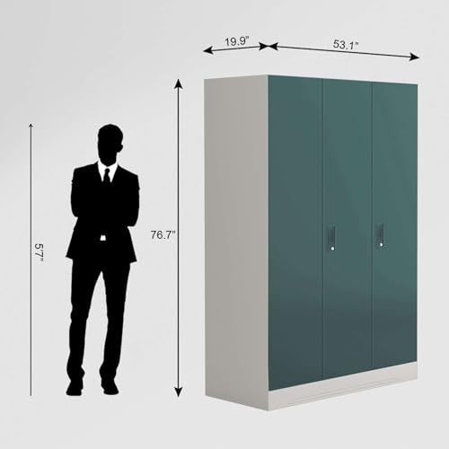 Image of Interio by Godrej Slimline 3 Door Steel Almirah with Locker & Drawer in Textured Sea Pine