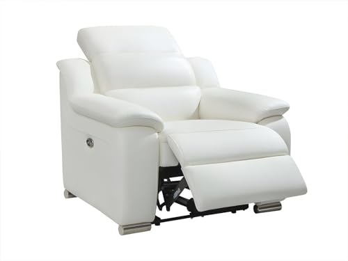 Vente-unique - Fauteuil Relax électrique en Cuir Blanc Arena III - Appuie-tête