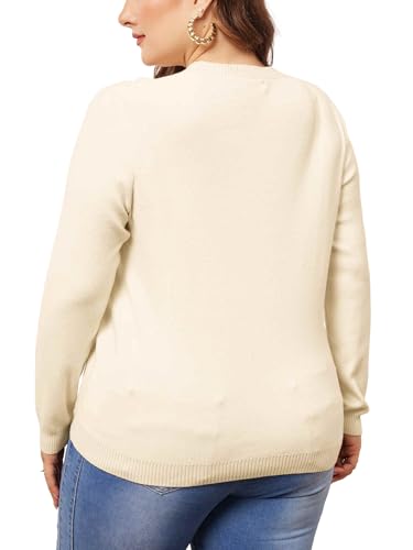 Image of Agnes Orinda Plus Size Sweater for Women Long Sleeve Crewneck Shirts 2024 Fall Knit Casual Basic Tee Tops