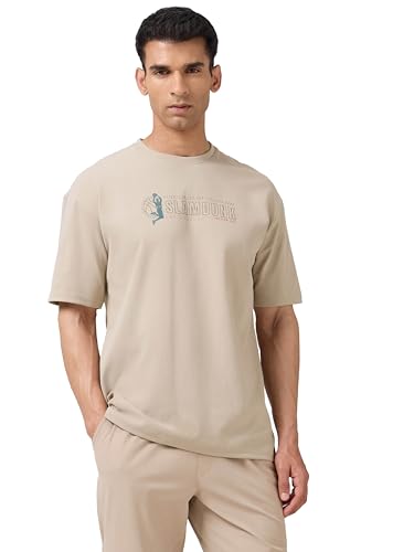 Image of TECHNOSPORT Men's Typography Printed T-Shirt ELASTOPLUS Quick Dry Slim Fit Round Neck Sports Tee for Gym Running Casual Wear UPF50+ Anti Odour