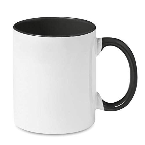 Publiclick® Set mit 5 Stück Sublimations-Tasse, Schwarz, Durchmesser 8 x 9 cm, Keramiktasse 300 ml, mit spezieller Oberfläche für Sublimationsmarkierung, Griff und Innenseite mit Farbe Cover