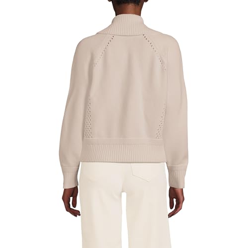 Lands' End Women's Drifter Large Collar Zip Front Cardigan Sweater2