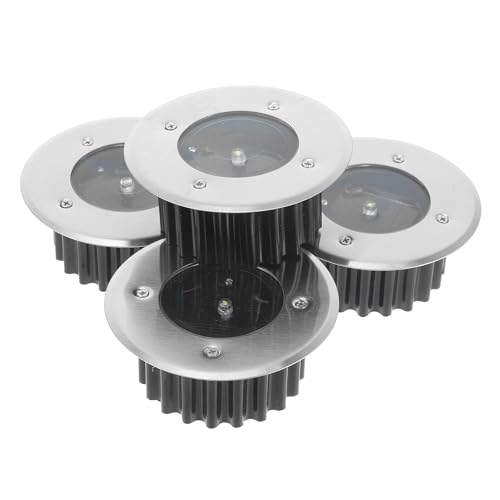 HOMSFOU Luces LED Solares para Jardín Sensor de Movimiento, Lámparas de Acero Inoxidable Empotrables para Césped, 4 Piezas para Caminos y Patio