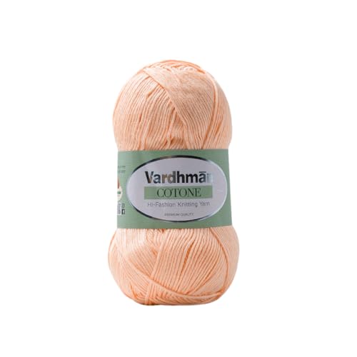 Image of Vardhman Threads & More Cotone DK Weight Yarn - 51% Cotton 49% Acrylic Blend - 100g Ball 250m Length - Perfect for Knitting Crochet Amigurumi (Pastel Orange)