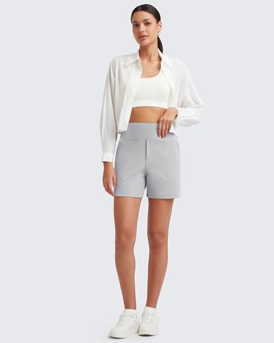 Image of G4Free EverGoing Women's Casual Shorts High Waisted 4'' / 5'' Comfy Shorts with Pockets for Yoga Workout Lounge
