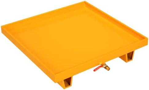 Industrial Spill Containment Pallet Modular Spill Containment Pallet with Drain Outlet, Large Leakproof Spill Platform for Industrial Use, Ideal for Kitchen, Warehouse, G，Yellow 65x65x15CM