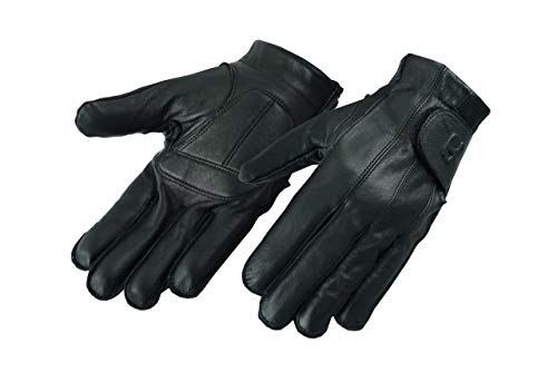 Hugger Full Finger and Fingerless Black Deer Soft Leather Gloves w  Gel Padded Palms - Driving, Motorcycle Riding, Police, Outdoor (Small)