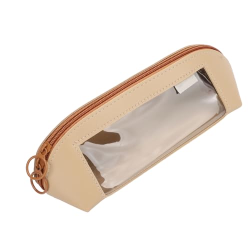 Generic Bolsa minimalista de couro sintético com abertura longa com zíper para estudantes