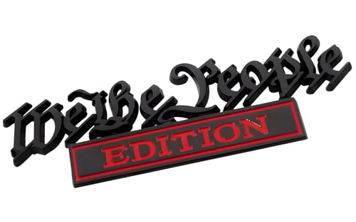 Image of Pair Set WE The People Edition Raised Letters Emblem 3D Badge Sticker Decal Replacement for Vehicle, Truck, SUV, Door Decoration (Black Red)
