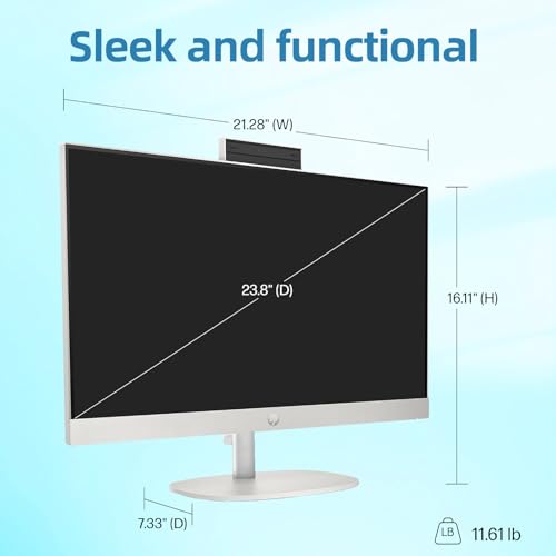 Image of HP 24 inch All in One Desktop PC, FHD IPS Display, AMD Ryzen 7 7730U 8-Core Processor, 16GB DDR4, 512GB SSD, AMD Radeon Graphics, HDMI, Keyboard & Mouse, Flicker Free, Wi-Fi, USB Type-C, Win 11 Pro