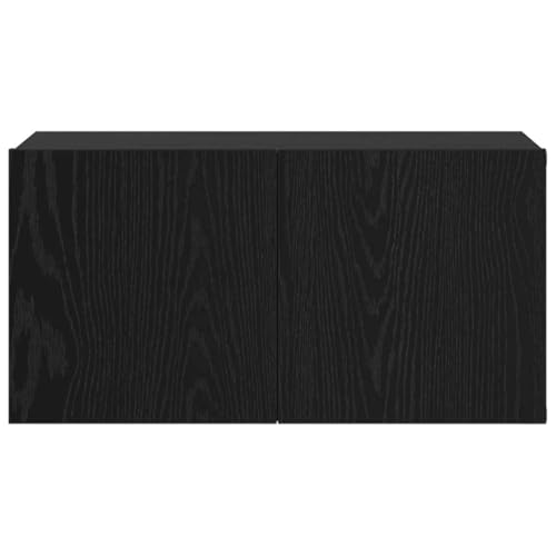 Meuble TV noir en bois lot de 3 - Buffet bas mural moderne 60x30x30 cm