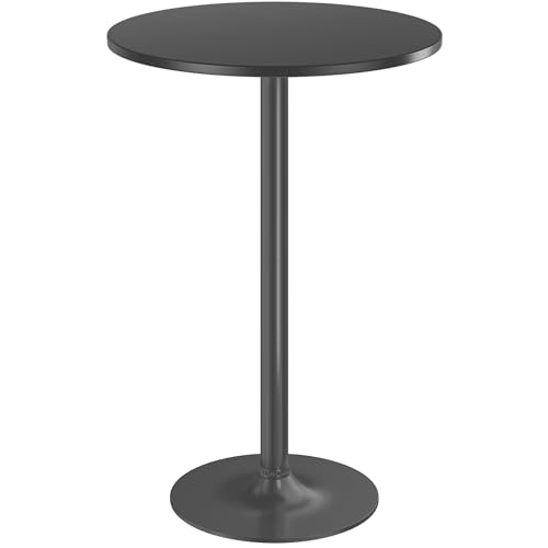 Furmax Bistro Pub Table Round Bar Height Cocktail Table for Home Bar, Small Round Bar Tables for Party, Dining Room, Living Room and Wedding, Metal Base MDF Top Obsidian, 40.6 Inch Height (1, Black-1)