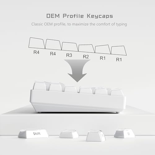 Image of Womier Keycaps - Lusterfly Jelly Keycaps White 60 65 75 100 Percent | Side Printed Elegant Crystal Keycaps, Custom 113 Keys OEM Profile for 61 /68 /84 /87 /98 /100 Cherry Gateron MX Mechanical, White