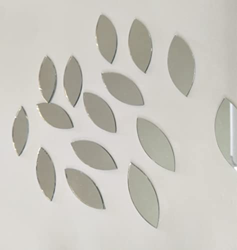 120pcs of Glass Mosaic Tiles Petal Leaves, Glass Supplies for Crafts Craft Mirrors, Mirror Embellishments (Silver Mirror) - Image 2