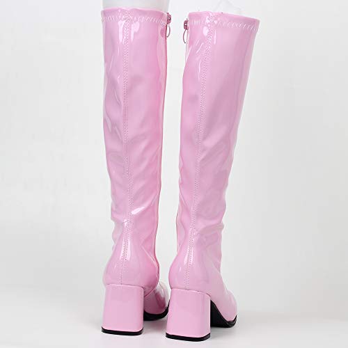 Image of JiaLuoWei GOGO Boots for Women, Knee High Boots, PU Leather Zip Ladies Party Dance Shoes