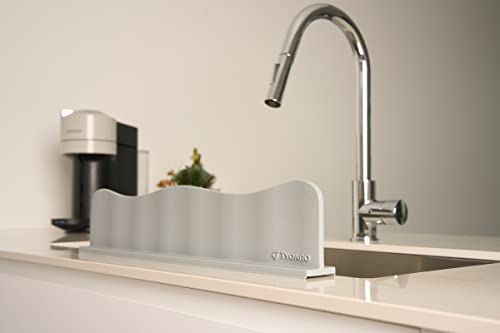 Tyoaro Silicone Sink Splash Guard - Water Splash Guard For Kitchen, Island And Bathroom - Secure Non-Slip Suction Cup Base - Dishwasher Safe, Gray (17.4 X 1.7 X 3.6") #TOP4