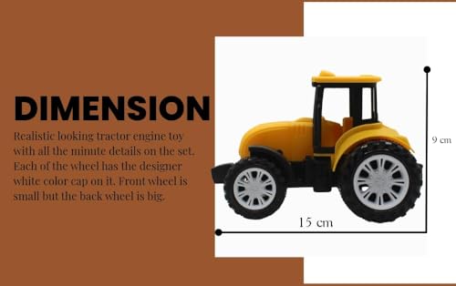 Image of Friction Powered Farm Tractor Toy for Kids Toddlers Boys Girls | Pull Back Medium Tractor Engine Vehicle Toy | Yellow Agriculture Tractor Toy Age 3+ | BIS Certified | Made in India | NeoKiddo (yellow)