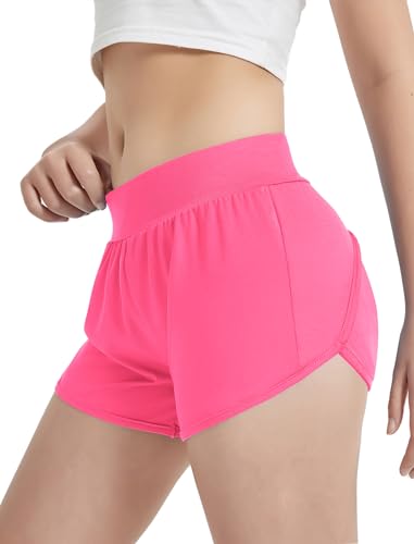 EXARUS 4 Pack Girls Running Athletic Shorts Low Rise/High Waisted Teen Kids Sports Active Basketball Short 6-14Y2