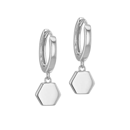 Boucles d'oreilles créoles hexagones argent sterling 925 éclat durable femme
