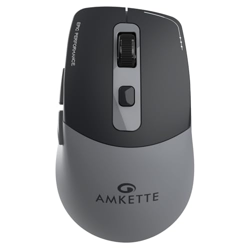 Image of Amkette Epic S Rechargeable Wireless Mouse /Bluetooth Mouse |2 BT + 2.4GHz | Up to 3200 DPI Instant S201 Sensor | 500mAh Type-C Charging, 40H Battery | Silent Huano Switches |6 Buttons Compact Mouse