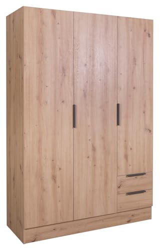 Composad Armario de la línea Espresso con 3 Puertas y 2 cajones, Armario contenedor, Ahorra Espacio, Dormitorio, lavadero, (LxAxP) 119,3 x 184,4 x 46,3 cm, Color Roble Roble mielado, Fabricado en
