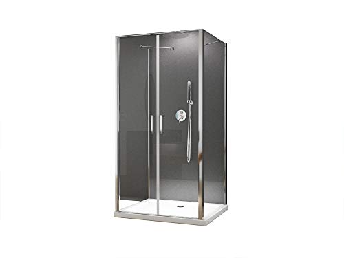 BuyLando.Shop [Typ-Nora´s] U Form Duschkabine - Dusche - ESG - Variationen (90x90x195cm + Duschwanne + Ablauf)