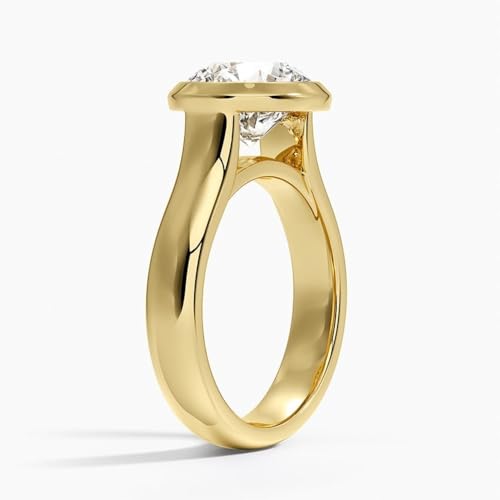1 Ct-5 Ct Round Cut Moissanite Engagement Ring Colorless VVS1 10K 14K 18K Solid Gold & 925 Sterling Silver Bezel Set Anniversary Wedding Bridal Ring Gift for Women3