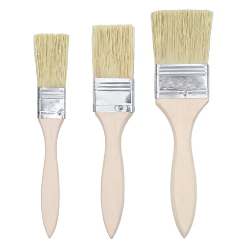 3PCS Pinsel Set, Malerpinsel, Flachpinsel, Pinsel Breit, Holzgriffpinsel Für Farbe, ölmalerei, Beize, Leim, Kleber, Geeignet Zum Fechten, Dekorieren, Malen(23/35/43mm)