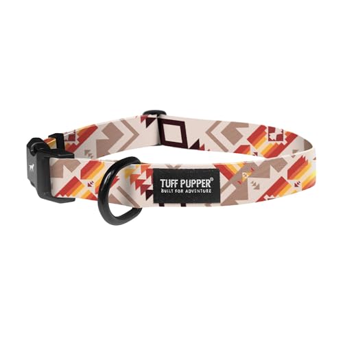 Image of Tuff Pupper Premium Adjustable Dog Collar for Medium Boy & Girl Dogs, Stylish Pattern Collars Designed in USA, Quick Release Buckle, AztekSun Print, Medium (1 Inch Wide x 13-18 Inch Neck)
