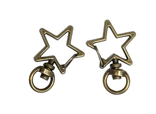 Image of Tia Strap Buckles Metal Clasps Lobster for Handbag, Spring Ring, Purse Dog Hook, Key Chain Swivel Trigger Snap Hook DIY and Purse Making Accessories (6, Bronze Star Shape Spring Hook-33x10mm)