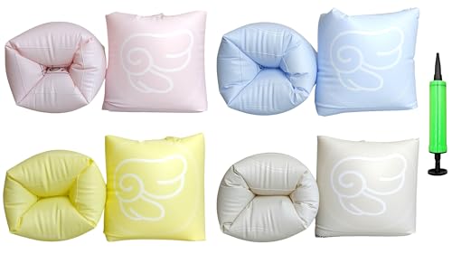 Arm Floaties for Kids Pool – Safe Inflatable Swim Aid with Dual Air Chambers & Double Valve | Durable PVC for Swimming | Toddlers & Adults | Cotton Candy Armtube (Pink Sand & Sky Blue & Lime & Stone)