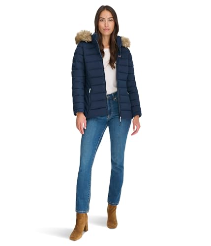 Tommy Hilfiger Women's Faux Fur Trimmed Short Puffer
