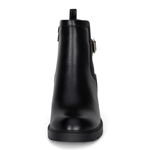 STYLISH S BLAZE ~ Womens Low Chuncky Stacked Heel Ankle Boots Elastic Gore with Buckle and Zipper4