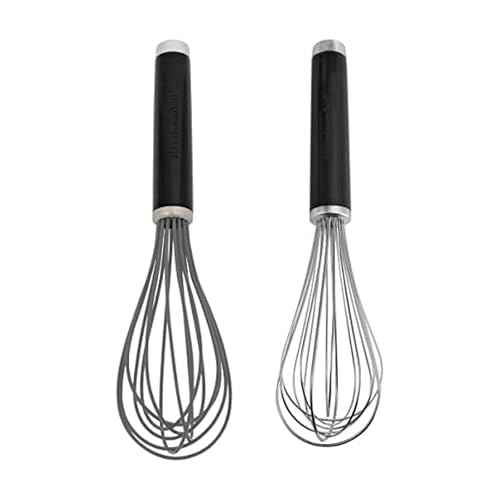 Image of KitchenAid Utility and Silicone Whisk Set, Set Of 2, Black