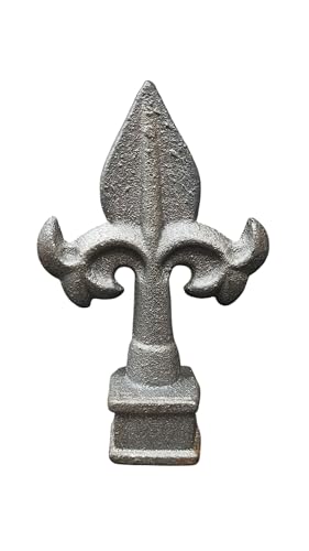 Image of Cast Iron Fence Finials, Multiple Decorative Styles & Sizes, 1 /2 inch to 1 inch Inch Square and Round Spears, Fleur de Lis Design (3 /4 inch French SQ, 5)