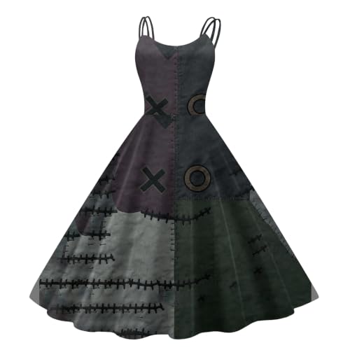 Vestido de Halloween con falda evasé ligera y tirantes ajustables mujer