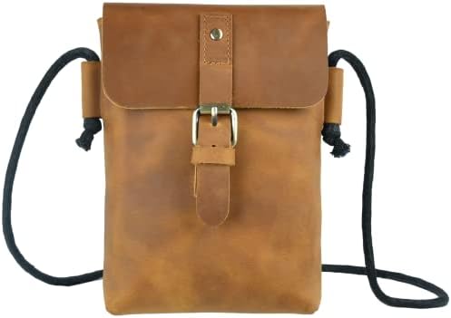 ANT MAKERS Leather Mini Crossbody Bag Small Shoulder Bag For Men, Mini Messenger Satchel Bag, Genuine Leather Small Mens For Phone Bag Pouch Handbags Shoulder Bags Messenger (Brown)