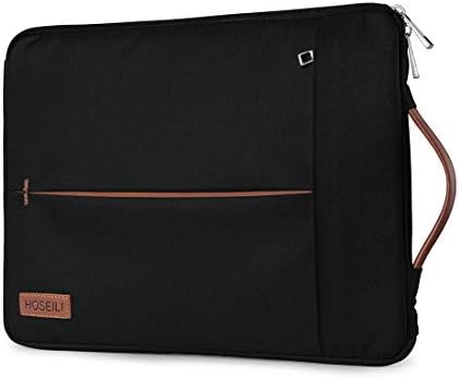 Hoseili 11-12 Inch Laptop Tablet Case with Leather Handle for 12 Inch Apple MacBook/MacBook Air 11.6 inch/Surface Pro 5/4/3, Water Resistant Briefcase for Most 11-12 Inch Chromebook Dell ASUS HP-Black