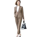 [ルイ ルエ ブティック] 選べる4タイプ 洗える ベーシック ビジネス スーツ パンツ セット レディース パンツスーツ テーパードパンツ ワイドパンツ テーラード ノーカラー ジャケット ミセス ママ フォーマル オフィス 大きいサイズ 通勤 4L(17号) Aセット/モカブラウンCSU1240-4L-DBR