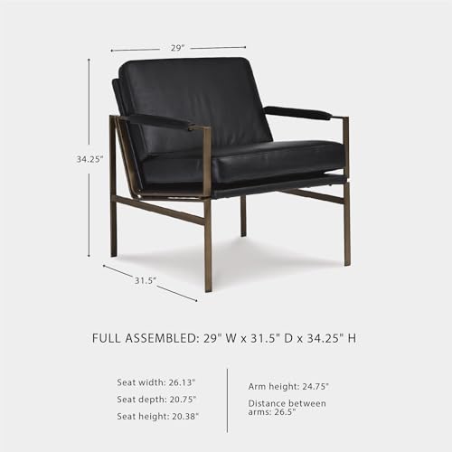 Signature Design by Ashley - Puckman Accent Chair - Modern - Leather Upholstery - Black by Signature Design by Ashley - Image 6